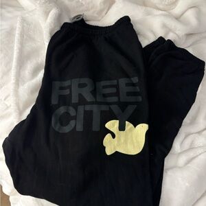 Freecity Black Joggers with Yellow Logo